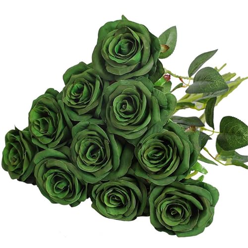 omiinitio Künstliche Seide Rose 10pcs Realistische Für Hochzeitsdekoration Valentinstag Jubiläum Display Arrangement Künstliche Hochzeitsstrauß von omiinitio