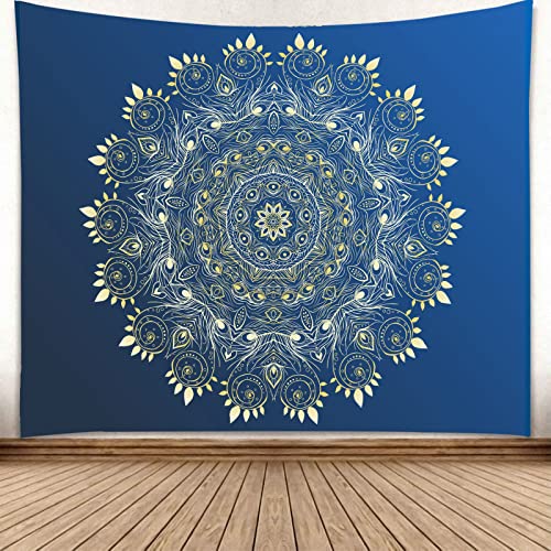 omnihabits Wandteppich, Wandtuch, Tapisserie, Tagesdecke, Wandbehang mit hoch detailliertem Druck (Blue Mandala, 130 x 150 cm) von omnihabits