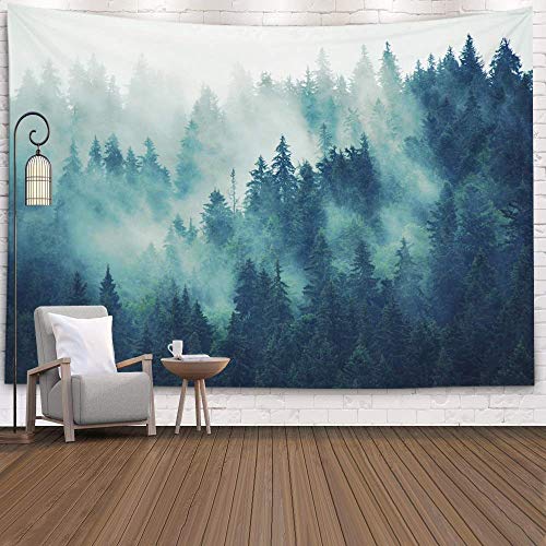 omnihabits Wandteppich, Wandtuch, Tapisserie, Tagesdecke, Wandbehang mit hoch detailliertem Druck (Green Trees, 150 x 200 cm) von omnihabits