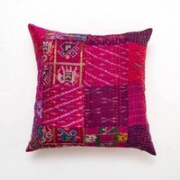 Rosa Kantha Seidenkissenbezug, Boho Kissenbezug Dekokissen, Ethno Kissenbezug, 16x16 Inch, 20x20 24x24 Inch von omstuffart