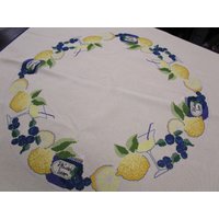 Mitteldecke in Gelb Mit Einem Wunderschönen Südlichem Sommermotiv, Früchte, 85 X85cm von omudelkreativ