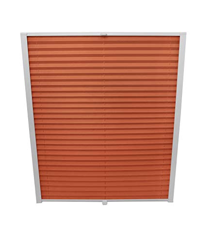 Dachfenster Plissee zum Bohren passend für Velux Fenster Plisseerollo Faltrollo verspannt Zubehör Orange SK08 - B: 97,3cm x H: 121,5cm von ondeco