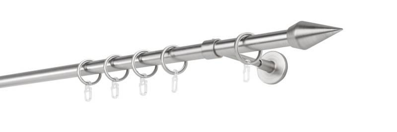 ondeco Gardinenstange Rundrohr Wandabstand 14cm Kegel, Ø 20 mm, 1-läufig-läufig, Wunschmaßlänge, Bohren, verschraubt von ondeco