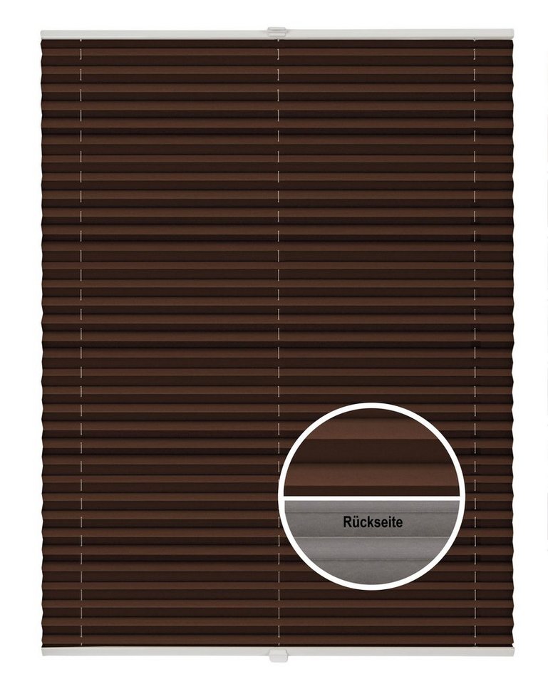 Plissee Basic Thermo, ondeco, ohne Bohren, verspannt, Klemmträger mit Feststellschraube von ondeco