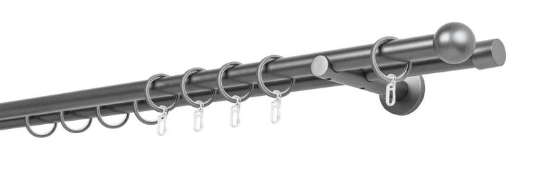 ondeco Gardinenstange Rundrohr Wandabstand 12cm Ball, Ø 20 mm, 2-läufig-läufig, Wunschmaßlänge, Bohren, verschraubt von ondeco