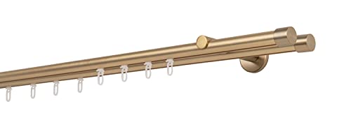 ondeco Gardinenstange auf Maß Innenlauf 20mm Cap 2-lauf Vorhangstange Wandträger 12cm Stilgarnitur mit Gleiter für Vorhänge Messing-Matt 240cm ondeco Gardinenstange auf Maß Innenlauf 20mm Cap 2-lauf Vorhangstange Wandträger 12cm Stilgarnitur mit Gleiter für Vorhänge Messing-Matt 240cm von ondeco