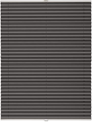 ondeco Plissee Klemmfix auf Maß für alle Fenster innen, ohne Bohren, Montage Klemmträger Sonnenschutz Sichtschutz Rollo Blickdicht Dunkelgrau B: 91-100 cm, H: 101-150 cm von ondeco