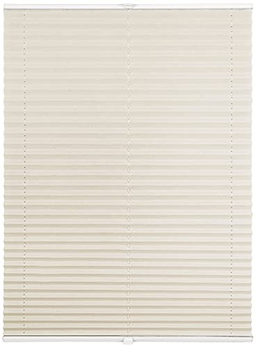 ondeco Plissee auf Maß Crushed-Optik für alle Fenster innen, Montage in Glasleiste mit Spannschuh, Sonnenschutz-Rollo lichtschutz und Blickdicht Beige B: 30-40 cm, H: 101-150 cm von ondeco