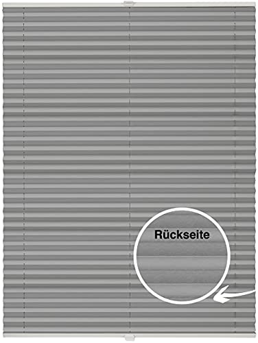 ondeco Plissee nach Maß Thermo für Fenster innen Montage in Glasleiste mit Spannschuh Sonnenschutz-Rollo Lichtschutz Blickdicht leichte Verdunkelung Hellgrau B: 141-150 cm, H: 40-100 cm von ondeco