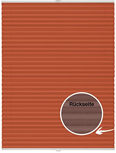 ondeco Plissee nach Maß Thermo für Fenster innen Montage in Glasleiste mit Spannschuh Sonnenschutz-Rollo Lichtschutz Blickdicht leichte Verdunkelung Orange B: 61-70 cm, H: 40-100 cm von ondeco