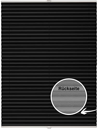 ondeco Plissee nach Maß Thermo für Fenster innen Montage in Glasleiste mit Spannschuh Sonnenschutz-Rollo Lichtschutz Blickdicht leichte Verdunkelung Schwarz B: 71-80 cm, H: 101-150 cm von ondeco