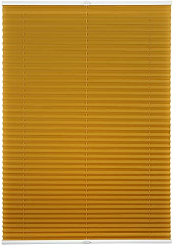 ondeco Plissee ohne Bohren mit Klemmträger viele Farben, Sonnenschutz für Fenster innen, Lichtschutz und Blickdicht, Plissee klemmfix Faltrollo Sichtschutz für Tür Gold-Ocker 50x130 cm von ondeco