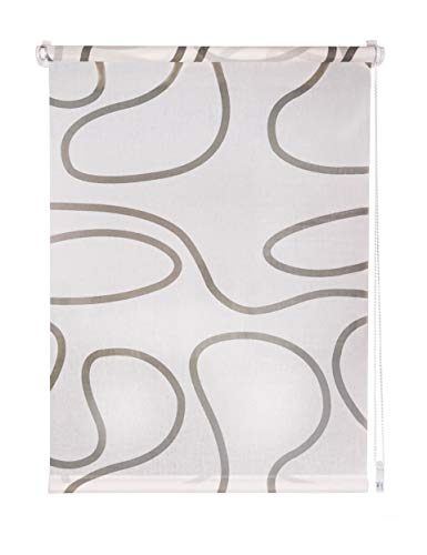 ondeco Tageslicht-Rollo ohne Bohren, Fenster innen Klemmfix Sichtschutzrollo Seitenzugrollo Klemmrollo, lichtdurchlässig und Blickdicht 120x160 cm Weiß-Taupe von ondeco