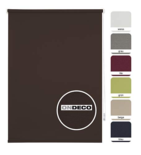 ondeco Tageslichtrollo ohne Bohren, Klemmfix Sichtschutzrollo Seitenzugrollo Klemmrollo, lichtdurchlässig und Blickdicht Braun 100x160 cm von ondeco