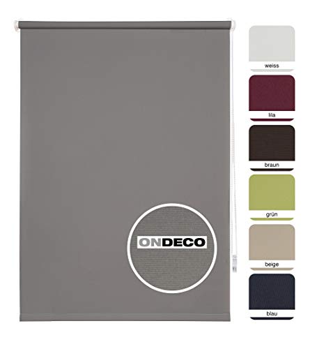 ondeco Tageslichtrollo ohne Bohren, Klemmfix Sichtschutzrollo Seitenzugrollo Klemmrollo, lichtdurchlässig und Blickdicht Grau 160x160 cm von ondeco