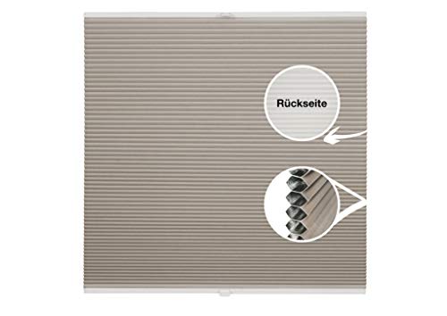 ondeco Waben-Plissee Thermo auf Maß für alle Fenster innen, Montage in Glasleiste Spannschuh, Sonnenschutz-Rollo lichtschutz und Blickdicht, Verdunkelung Hellbeige B: 111-120 cm, H: 101-150 cm von ondeco