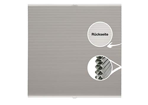 ondeco Waben-Plissee Thermo auf Maß für alle Fenster innen, Montage in Glasleiste Spannschuh, Sonnenschutz-Rollo lichtschutz und Blickdicht, Verdunkelung Hellgrau B: 61-70 cm, H: 151-200 cm von ondeco