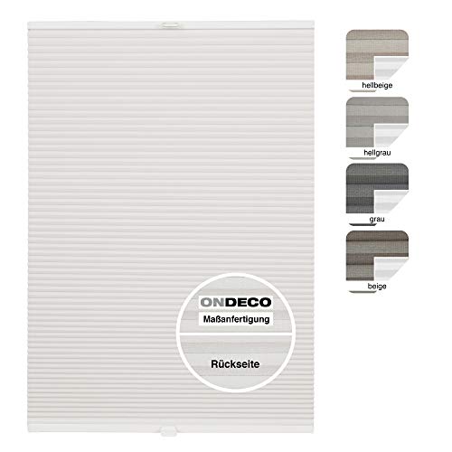 ondeco Waben-Plissee Thermo auf Maß für alle Fenster innen, ohne Bohren, Montage Klemmträger bis 27 mm, Sonnenschutz-Rollo lichtschutz und Verdunkelung Weiß B: 71-80 cm, H: 40-100 cm von ondeco