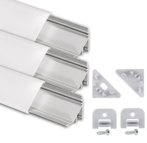 .one-bath LED Aluminium Eckprofil 3 Meter I LED Alu Profile 45 Grad I Aluminiumprofil für LED Stripes I Lichtleiste I 3x 1m Komplettset von .one-bath