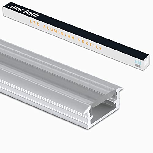 .one-bath LED Aluminium Profil I Aluprofil Leiste für LED Stripes I C: Unterputz klein transparent 2m mit Endkappen I Innen- und Außenbereich von .one-bath