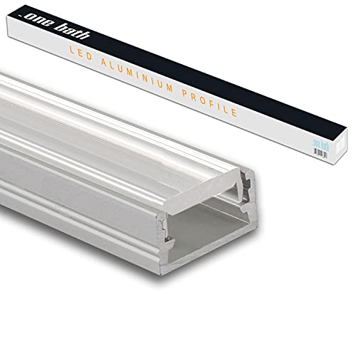 .one-bath LED Aluminium Profil I Aluprofil Leiste für LED Stripes I G: Aufputz klein transparent 1m mit Endkappen I Inne und Außen von .one-bath