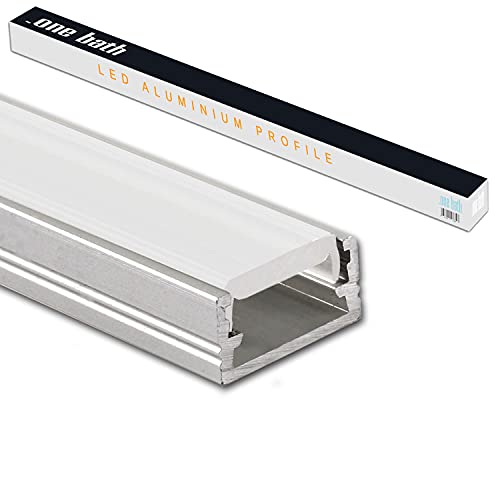 .one-bath LED Aluminium Profil I Aluprofil Leiste für LED Stripes I H: Aufputz klein satiniert 2m mit Endkappen Innen und Außen von .one-bath