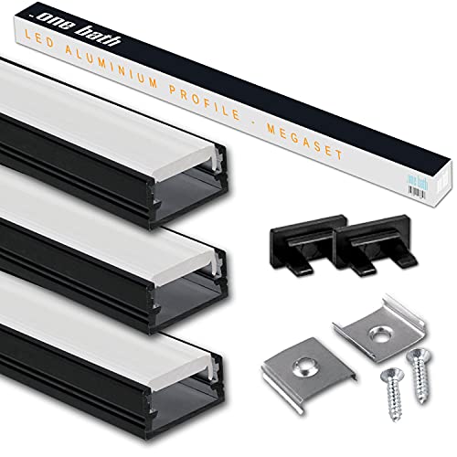 .one-bath LED Aluprofil 2m am Stück I LED Alu Profile 3x2m Schwarz satiniert I Aluminiumprofil für LED Stripes I Lichtleiste I Aufputz .one-bath LED Aluprofil 2m am Stück I LED Alu Profile 3x2m Schwarz satiniert I Aluminiumprofil für LED Stripes I Lichtleiste I Aufputz von .one-bath