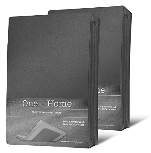 2er Pack Frottee Spannbettlaken Spannbetttuch 90x200 140x200 180x200 Baumwolle, Farbe:Anthrazit, Größe:140x200 cm - 160x200 cm von one-home