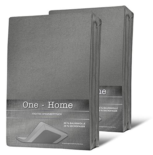2er Pack Frottee Spannbettlaken Spannbetttuch Bettlaken Set Winter Baumwolle flauschig weich warm, Maße:140x200 cm - 160x200 cm, Farbe:Grau von one-home