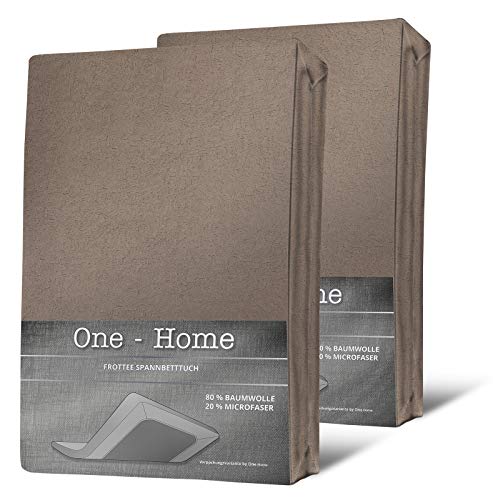 2er Pack Frottee Spannbettlaken Spannbetttuch Bettlaken Set Winter Baumwolle flauschig weich warm, Maße:140x200 cm - 160x200 cm, Farbe:Taupe/Beige von one-home