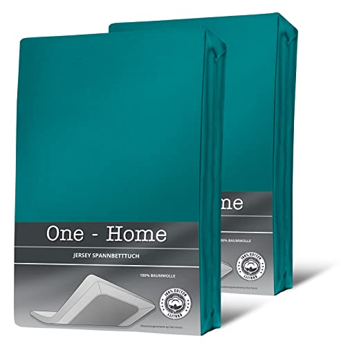 2er Pack Spannbettlaken Bettlaken Petrol 90x200 cm - 100x200 cm Jersey Baumwolle von one-home