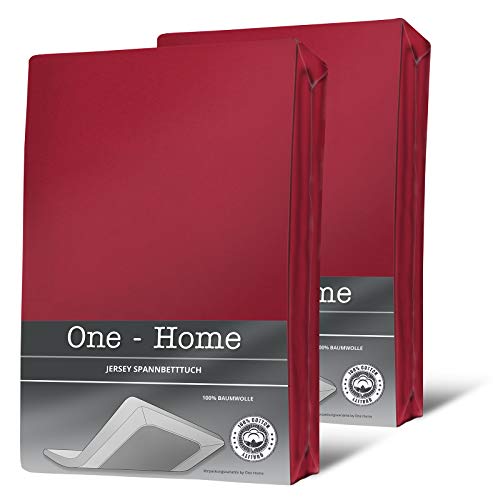 2er Pack Spannbettlaken Bettlaken rot 90x200 cm - 100x200 cm Jersey Baumwolle von one-home