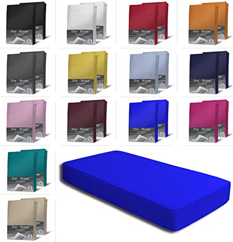 2er Set Jersey Spannbettlaken Spannbetttücher Bettlaken Spannbetttuch weiche Baumwolle mit Rundumgummizug, Farbe: Royalblau, Maße: 2er Pack 120-130 x 200 cm 2er Set Jersey Spannbettlaken Spannbetttücher Bettlaken Spannbetttuch weiche Baumwolle mit Rundumgummizug, Farbe: Royalblau, Maße: 2er Pack 120-130 x 200 cm von one-home