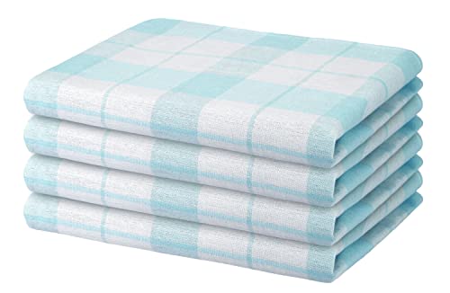 4 Geschirrtücher 50x70 cm blau aqua Karo Küchentücher Geschirrtuch Set Baumwolle von one-home