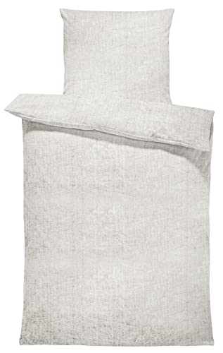 4 teilig Bettwäsche 135x200 cm meliert Stone Washed Look beige Natur Microfaser von one-home