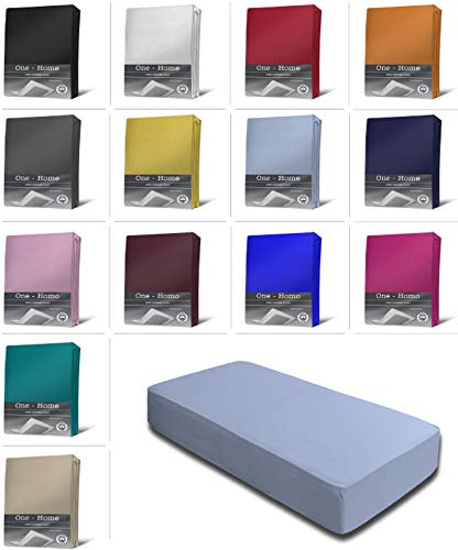 Jersey Spannbettlaken Spannbetttuch Bettlaken weich 100% Baumwolle Rundumgummi, Farbe:Hellblau, Maße:70 x 140 cm Kinderlaken von one-home
