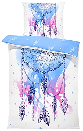 Traumfänger Bettwäsche 135x200 cm Federn Boho Style türkis bunt Wende Microfaser Traumfänger Bettwäsche 135x200 cm Federn Boho Style türkis bunt Wende Microfaser von one-home