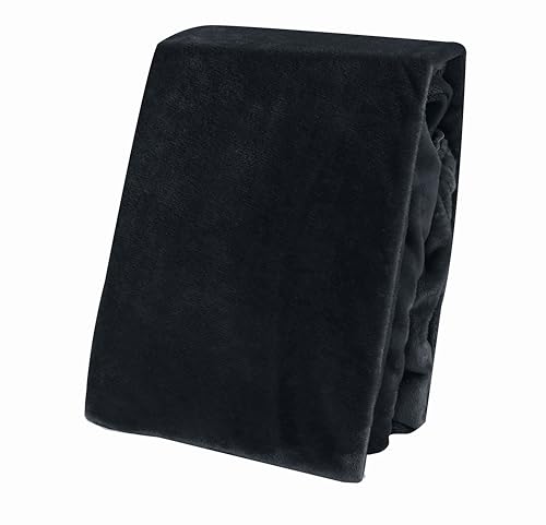 Winter Spannbettlaken Bettlaken Teddy Plüsch Warm Weich Nicki Fleece Kuschelig Flauschig Cashmere Touch Einfarbig, Größe:2er Pack 90x200 cm - 100x200 cm, Farbe:Schwarz von one-home