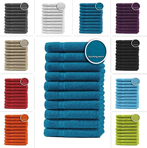 one-home 10er Set Gästetücher Handtücher Duschtücher Badetücher Frottee 100% Baumwolle, Präzise Farbe:Petrol, Produktart:Badetücher 100x150 cm von one-home