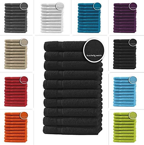 one-home 10er Set Gästetücher Handtücher Duschtücher Badetücher Frottee 100% Baumwolle, Präzise Farbe:Schwarz, Produktart:Handtücher 50x100 cm von one-home