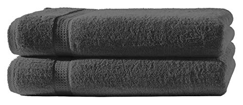 one-home 2 Handtücher anthrazit grau 50x100 cm Set Baumwolle Handtuch Frottee weich von one-home