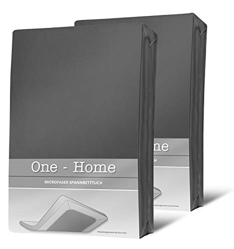 one-home 2 Spannbettlaken anthrazit 90x200 cm - 100x200 cm Microfaser Spannbetttuch Set von one-home