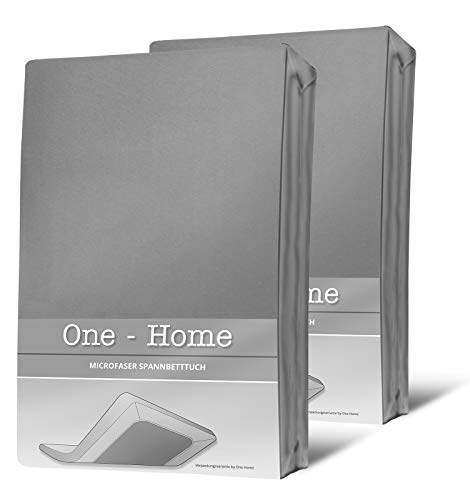 one-home 2 Spannbettlaken grau 90x200 cm - 100x200 cm Microfaser Spannbetttuch Set von one-home
