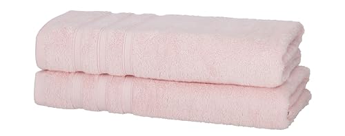 one-home 2er Pack Duschtücher 70x140 cm Baumwolle Weich Frottee Uni Saugfähig Duschtuch, Farbe:rosa von one-home