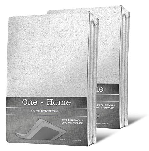 one-home 2er Pack Frottee Spannbettlaken Spannbetttuch 90x200 140x200 180x200 Baumwolle, Farbe:Weiß, Größe:140x200 cm - 160x200 cm von one-home