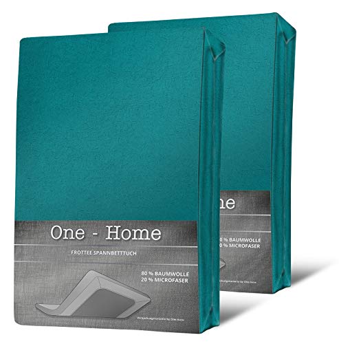 one-home 2er Pack Frottee Spannbettlaken Spannbetttuch 90x200 140x200 180x200 Baumwolle, Größe:140x200 cm - 160x200 cm, Farbe:Petrol von one-home