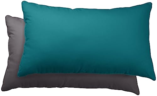 one-home 2er Pack Kissenbezug Kissenhülle 40x80 cm Uni Wende anthrazit Petrol Microfaser von one-home