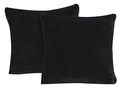 one-home 2er Pack Kissenbezug Kissenhülle Kopfkissenbezug Teddy Plüsch Uni Winter kuschelig flauschig warm weich, Größe: 40x40 cm, Farbe: schwarz von one-home