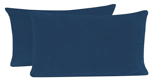 one-home 2er Pack Kissenbezug Kissenhülle Kopfkissenbezug Teddy Plüsch Uni Winter kuschelig flauschig warm weich, Größe: 40x80 cm, Farbe: blau von one-home