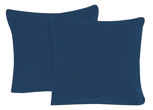 one-home 2er Pack Kissenbezug Kissenhülle Teddy Plüsch Uni kuschelig flauschig warm weich, Größe:40x40 cm, Farbe:blau von one-home